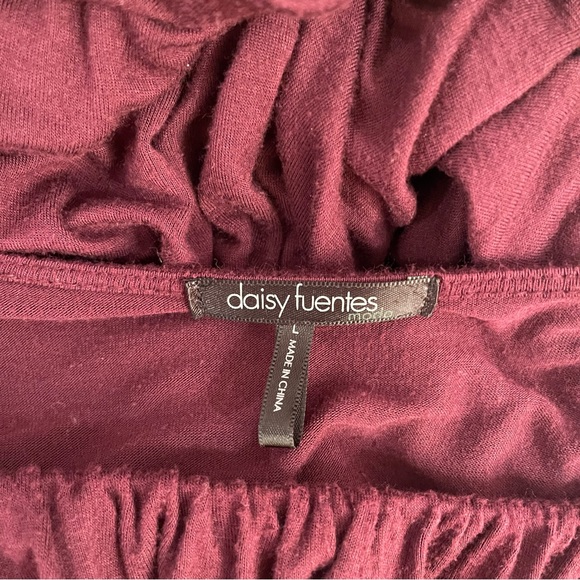 Daisy Fuentes Burgandy Cotton Empire Waist Midi Dress Sz Large - Picture 5 of 9